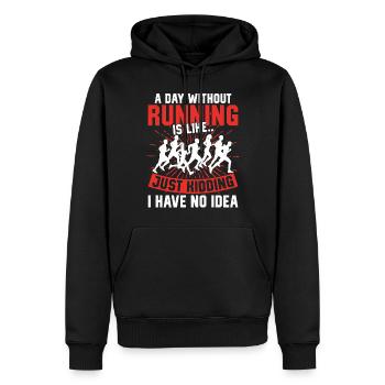 Running Runner Half Marathon - Männer Premium Bio Hoodie - Schwarz - Vorne - Nico (187cm)