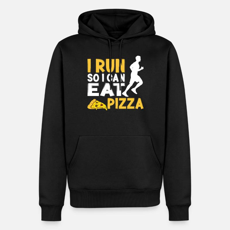 Running Runner Half Marathon Pizza - Männer Premium Bio Hoodie - Schwarz