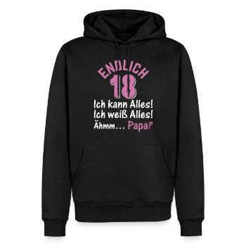 18 Jahre 18. Geburtstag I Endlich 18 Ich Kann Alle - Männer Premium Bio Hoodie - Schwarz - Vorne - Nico (187cm)