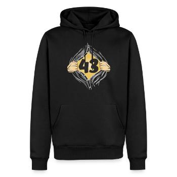 43 METTRE UNE CHEMISE - Sweat à capuche Premium bio Homme - noir - Devant - Nico (187cm)