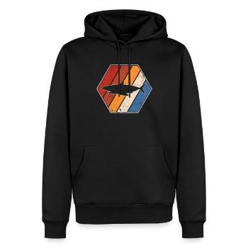 Hai Retro - Männer Premium Bio Hoodie - Schwarz - Vorne - Nico (187cm)
