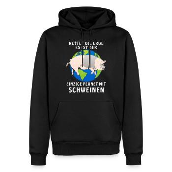 RETTET DIE ERDE ES IST DER EINZIGE PLANET MIT - Männer Premium Bio Hoodie - Schwarz - Vorne - Nico (187cm)