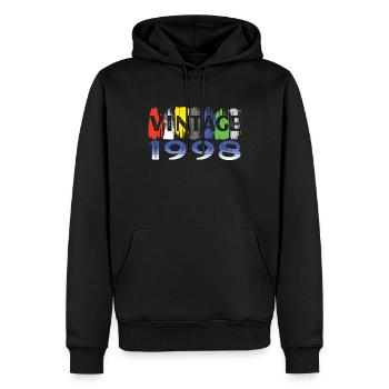Vintage 1998 Retro Bitrthday Limited Edition - Men’s Premium Organic Hoodie - black - Front - Nico (187cm)