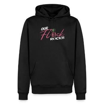 Urlaub Familie Unser Flock Rocks Flamingo - Männer Premium Bio Hoodie - Schwarz - Vorne - Nico (187cm)