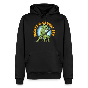 Fagott-O-Saurus Rex Fagott-Spieler Dinosaurier - Männer Premium Bio Hoodie - Schwarz - Vorne - Nico (187cm)