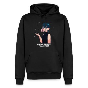 Anime Otaku Weeb Anime Pause Talk Fast - Sweat à capuche Premium bio Homme - noir - Devant - Nico (187cm)