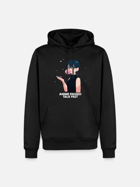 Anime Otaku Weeb Anime Paused Talk Fast - Men’s Premium Organic Hoodie - black