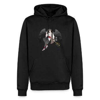 Japanischer Tengu Engel im Anime Design - Männer Premium Bio Hoodie - Schwarz - Vorne - Nico (187cm)