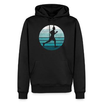 Coureur de course Semi-Marathon Rétro - Sweat à capuche Premium bio Homme - noir - Devant - Nico (187cm)