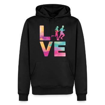 Running Runner Semi-Marathon - Sweat à capuche Premium bio Homme - noir - Devant - Nico (187cm)