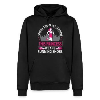 Coureur de course à pied Semi-marathon fille - Sweat à capuche Premium bio Homme - noir - Devant - Nico (187cm)