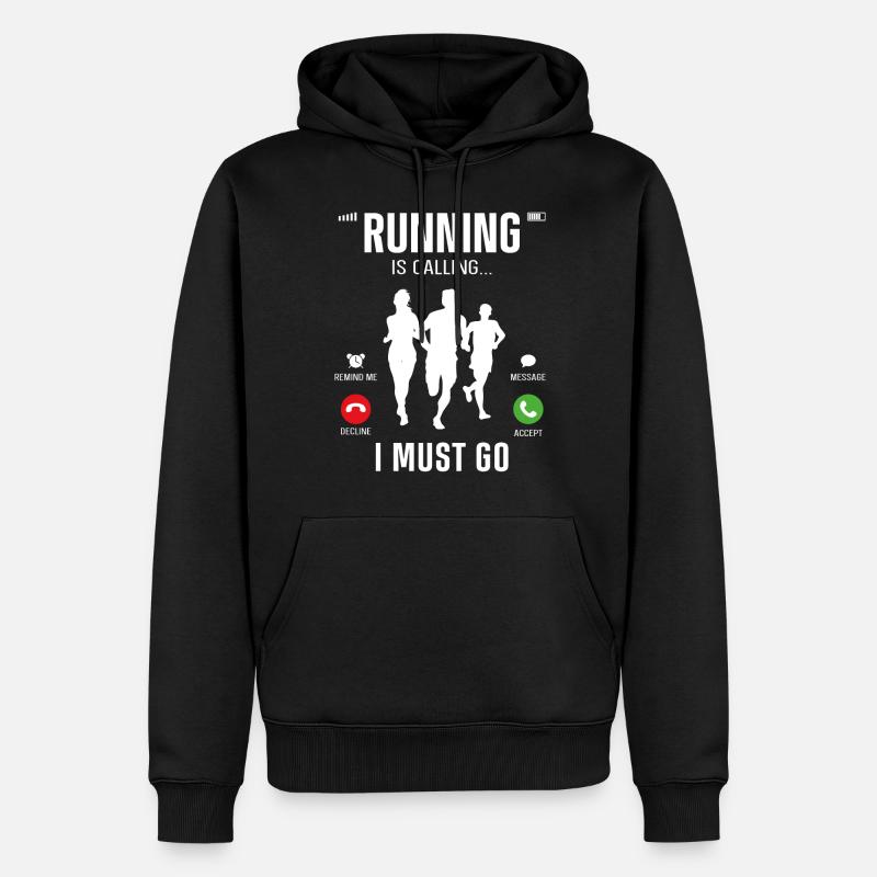 Course à pied Semi-marathon Téléphone - Sweat à capuche Premium bio Homme - noir