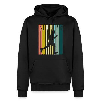 Running Runner Semi-Marathon - Sweat à capuche Premium bio Homme - noir - Devant - Nico (187cm)