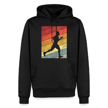 Coureur de course Semi-Marathon Rétro - Sweat à capuche Premium bio Homme - noir - Devant - Nico (187cm)