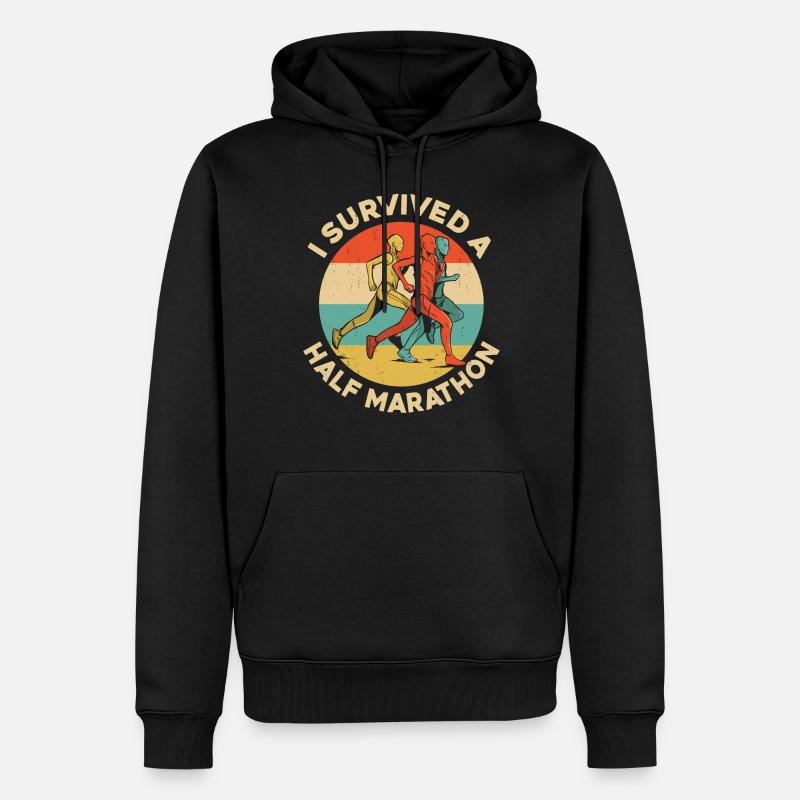 Running Runner Half Marathon - Männer Premium Bio Hoodie - Schwarz