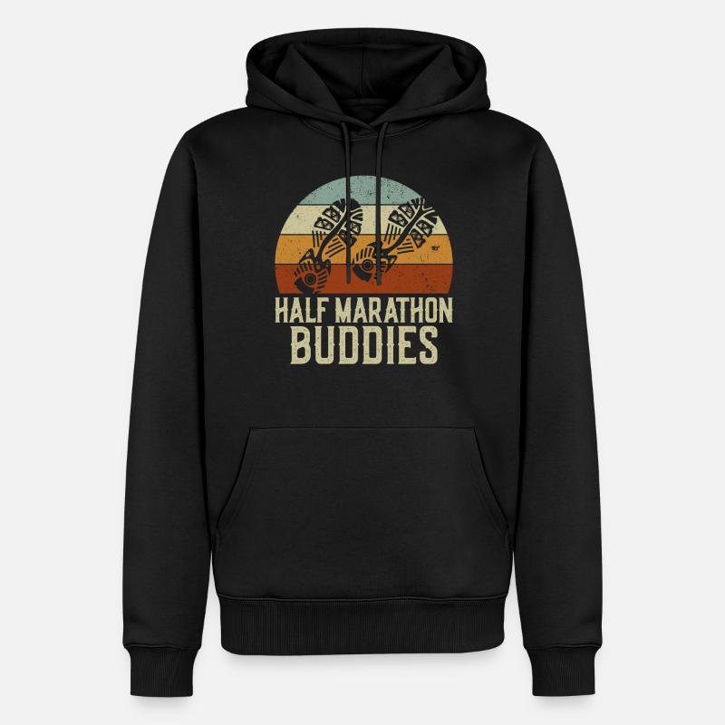 Running Runner Half Marathon - Männer Premium Bio Hoodie - Schwarz