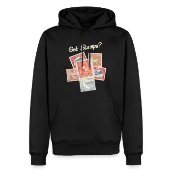 timbres reçus, qui: - Sweat à capuche Premium bio Homme - noir - Devant - Nico (187cm)