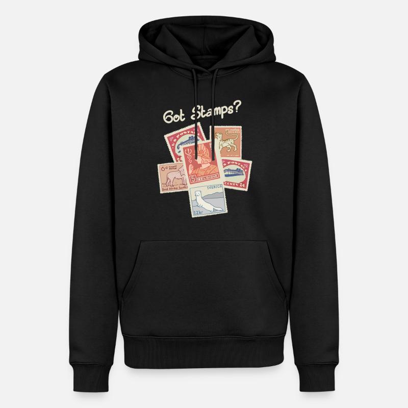 timbres reçus, qui: - Sweat à capuche Premium bio Homme - noir