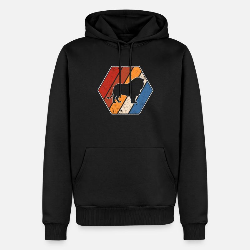 Lion Rétro - Sweat à capuche Premium bio Homme - noir