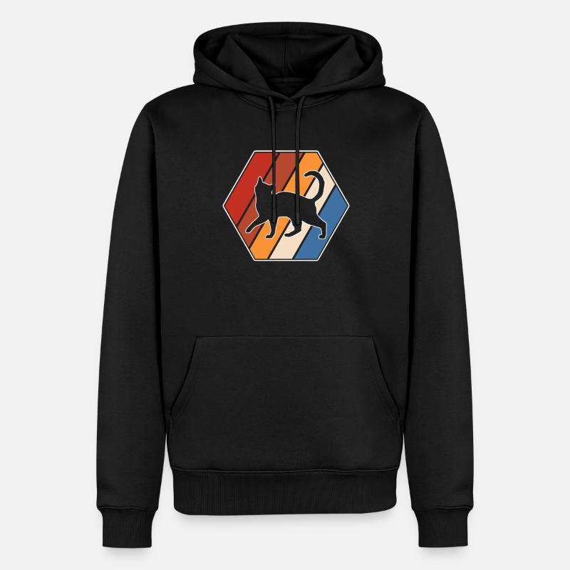 Chat Rétro - Sweat à capuche Premium bio Homme - noir