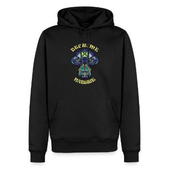 Decrime Nature Colorful Magic Mushroom Trippy - Männer Premium Bio Hoodie - Schwarz - Vorne - Nico (187cm)