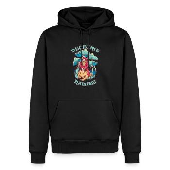 Decrime Nature Colorful Magic Mushroom Trippy - Männer Premium Bio Hoodie - Schwarz - Vorne - Nico (187cm)
