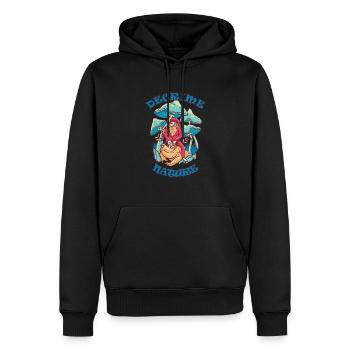 Decrime Nature Colorful Magic Mushroom Trippy - Männer Premium Bio Hoodie - Schwarz - Vorne - Nico (187cm)