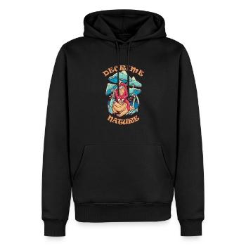 Decrime Nature Colorful Magic Mushroom Trippy - Männer Premium Bio Hoodie - Schwarz - Vorne - Nico (187cm)