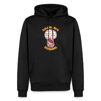 Decrime Nature Colorful Magic Mushroom Trippy - Männer Premium Bio Hoodie - Schwarz - Vorne - Nico (187cm)