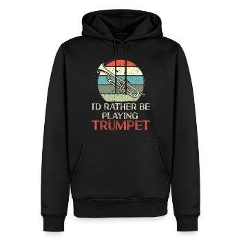 Trumpet Player Vintage Retro I'd - Männer Premium Bio Hoodie - Schwarz - Vorne - Nico (187cm)