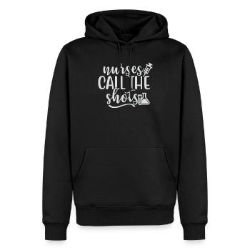 KRANKENSCHWESTERN HABEN DAS SAGEN - Männer Premium Bio Hoodie - Schwarz - Vorne - Nico (187cm)