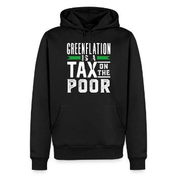 L’inflation verte est une taxe pour les pauvres Vert - Sweat à capuche Premium bio Homme - noir - Devant - Nico (187cm)