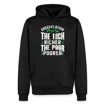 Greenflation riche riche et pauvre pauvre vert plus pauvre - Sweat à capuche Premium bio Homme - noir - Devant - Nico (187cm)