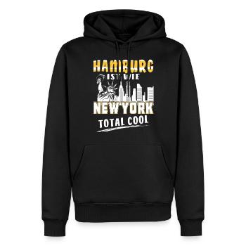 HAMBURG IST WIE NEW YORK - Männer Premium Bio Hoodie - Schwarz - Vorne - Nico (187cm)