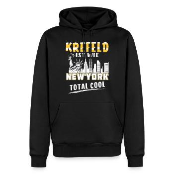 KREFELD IST WIE NEW YORK - Männer Premium Bio Hoodie - Schwarz - Vorne - Nico (187cm)
