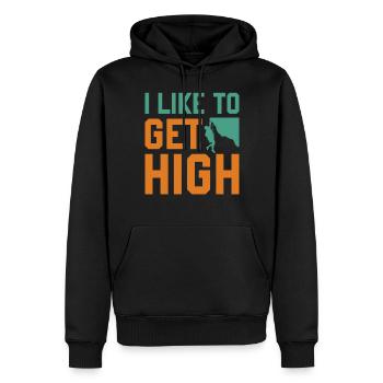 Bouldering Hiking Climbing - I Like To Get High - Männer Premium Bio Hoodie - Schwarz - Vorne - Nico (187cm)