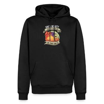 Sie ist Schönheit, sie ist Anmut, sie wird dir ins - Männer Premium Bio Hoodie - Schwarz - Vorne - Nico (187cm)