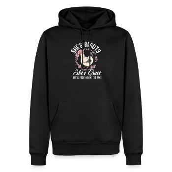 Sie ist Schönheit, sie ist Anmut, sie wird dir ins - Männer Premium Bio Hoodie - Schwarz - Vorne - Nico (187cm)
