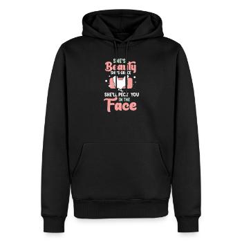 Sie ist Schönheit, sie ist Anmut, sie wird dir ins - Männer Premium Bio Hoodie - Schwarz - Vorne - Nico (187cm)