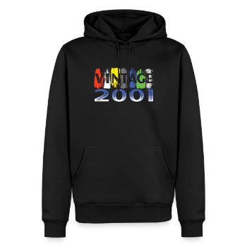 Année 2001 Retro Bitrthday Edition Limitée - Sweat à capuche Premium bio Homme - noir - Devant - Nico (187cm)