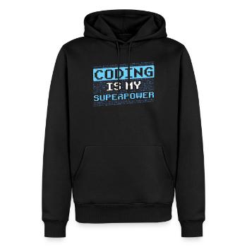 Le codage est mon programmeur codeur superpuissant - Sweat à capuche Premium bio Homme - noir - Devant - Nico (187cm)