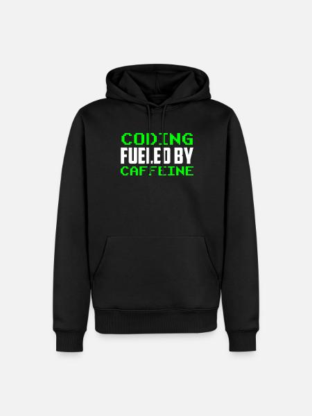 Programming powered by caffeine code - Men’s Premium Organic Hoodie - black