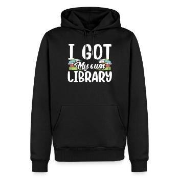 J’ai mon propre bibliothécaire - Sweat à capuche Premium bio Homme - noir - Devant - Nico (187cm)