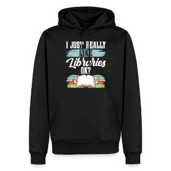 Ich Mag Bibliotheken Einfach Sehr Ok Bibliothek - Männer Premium Bio Hoodie - Schwarz - Vorne - Nico (187cm)