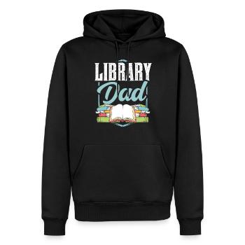 Bibliothèque Papa Books Bibliothécaire amoureux - Sweat à capuche Premium bio Homme - noir - Devant - Nico (187cm)
