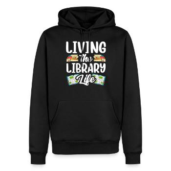 Bibliothèque Vie Amoureux des livres Bibliothécaire - Sweat à capuche Premium bio Homme - noir - Devant - Nico (187cm)