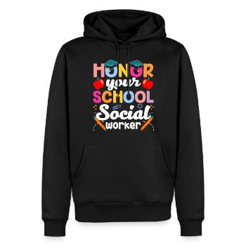 Honorez votre école Travailleur social en travail social scolaire - Sweat à capuche Premium bio Homme - noir - Devant - Nico (187cm)