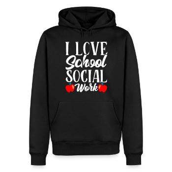 J’aime le travail social scolaire travailleurs sociaux de l’école - Sweat à capuche Premium bio Homme - noir - Devant - Nico (187cm)