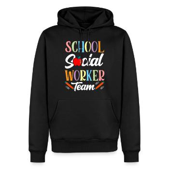 Équipe de travailleurs sociaux en milieu scolaire Travail social scolaire - Sweat à capuche Premium bio Homme - noir - Devant - Nico (187cm)
