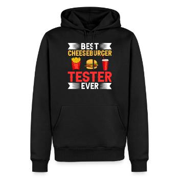 Cheeseburger Cheese Sandwich Hamburger - Men’s Premium Organic Hoodie - black - Front - Nico (187cm)